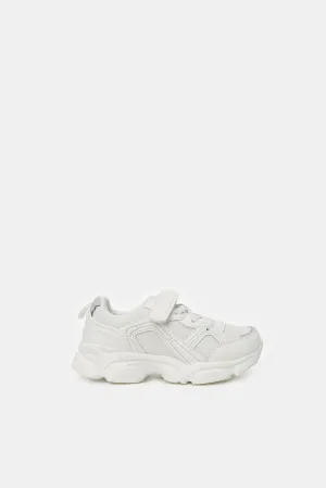 Boys White Material Block Chunky Sneakers