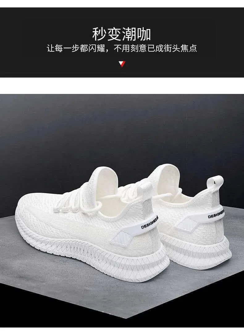 Casual Men's Fashion All-match Sneakers Men's Shoes Flying Woven Breathable Mesh Surface Breathable Comfortable Cloth Shoes