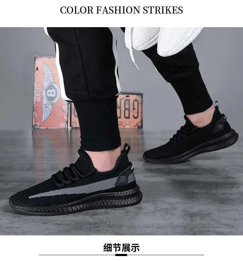 Casual Men's Fashion All-match Sneakers Men's Shoes Flying Woven Breathable Mesh Surface Breathable Comfortable Cloth Shoes