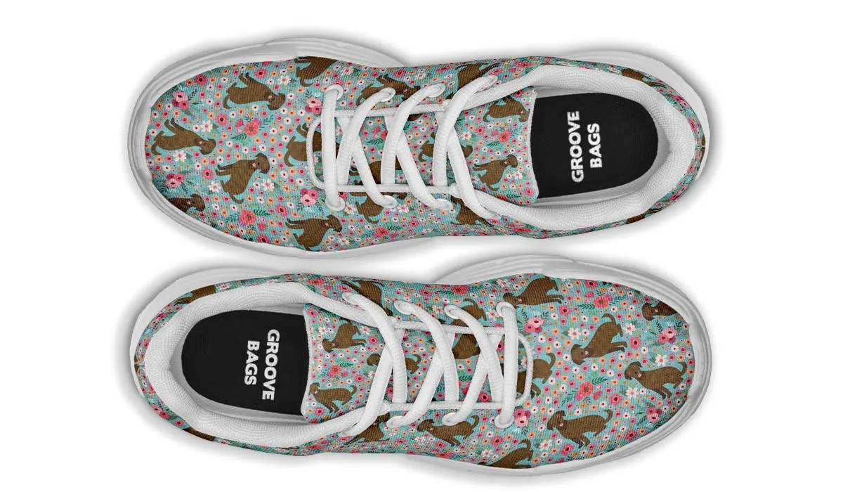 Chocolate Labrador Flower Chunky Sneakers