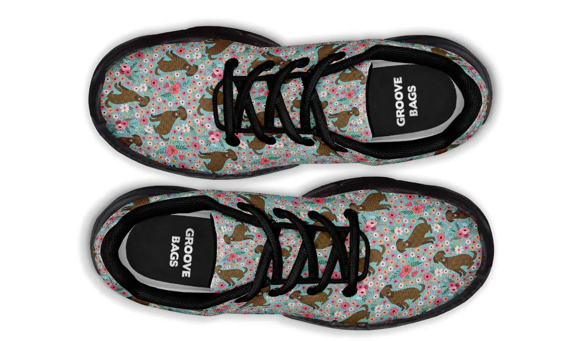 Chocolate Labrador Flower Chunky Sneakers
