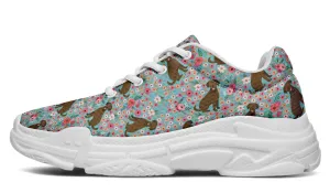 Chocolate Labrador Flower Chunky Sneakers