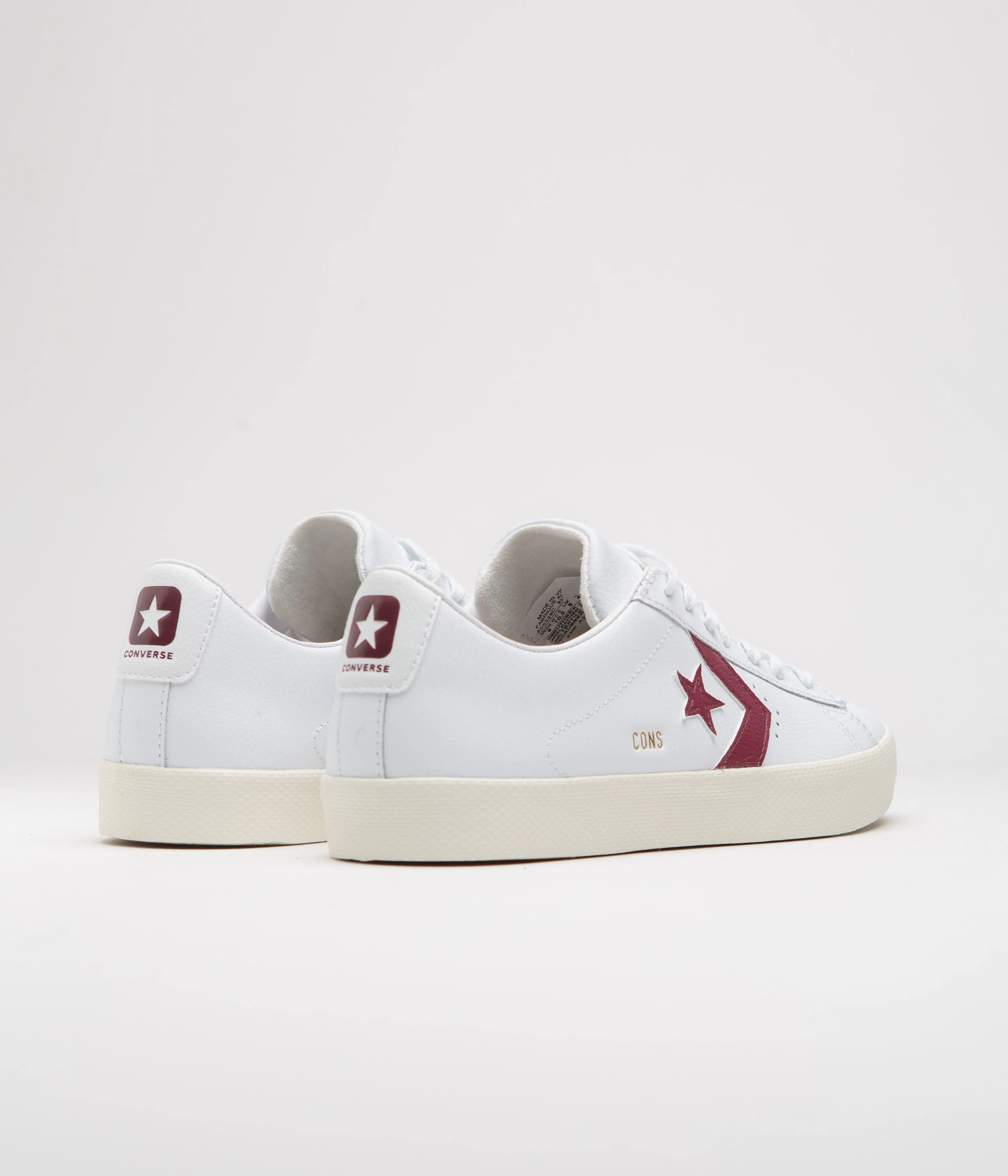 Converse PL Vulc Pro Ox Shoes - White / Deep Bordeaux / Egret
