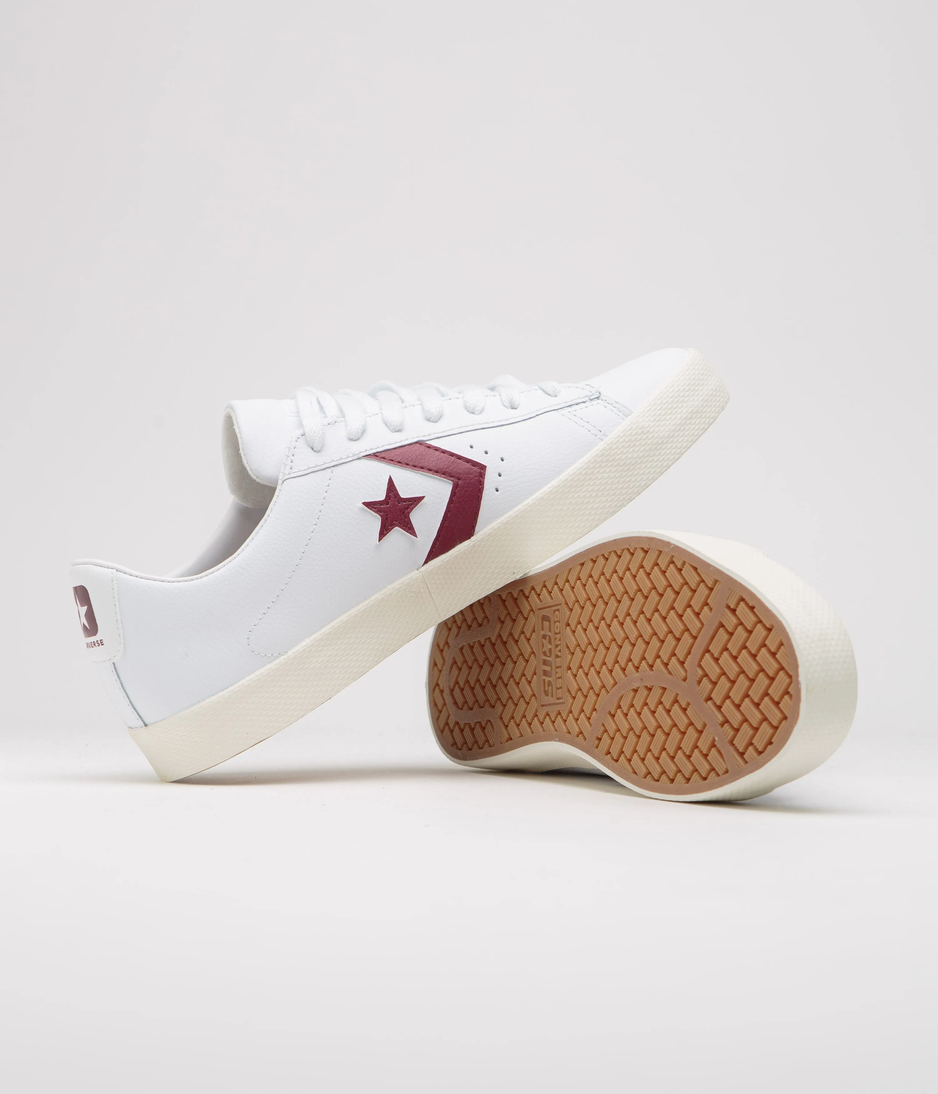 Converse PL Vulc Pro Ox Shoes - White / Deep Bordeaux / Egret