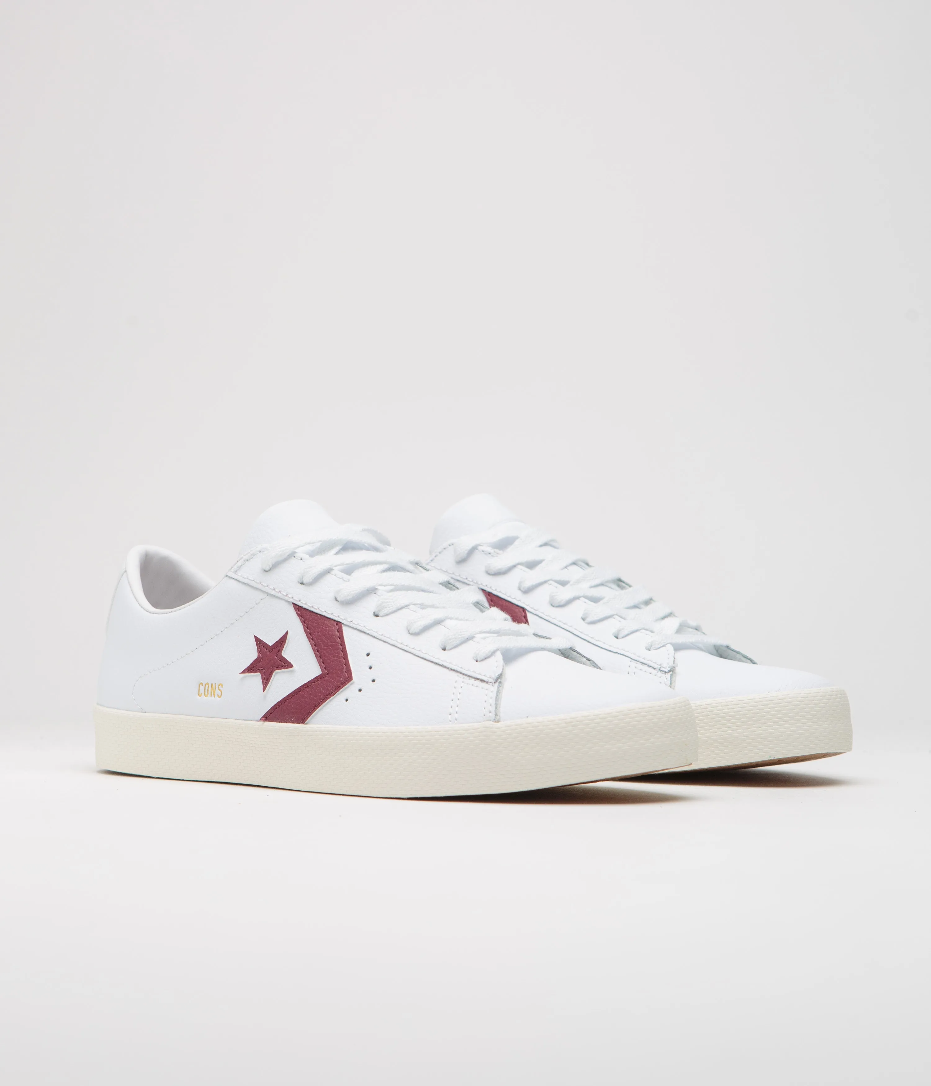 Converse PL Vulc Pro Ox Shoes - White / Deep Bordeaux / Egret