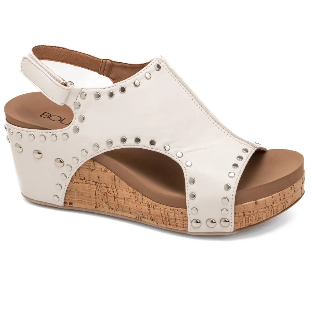 Corkys "Carley" Wedge Sandal  (Ivory Studs)