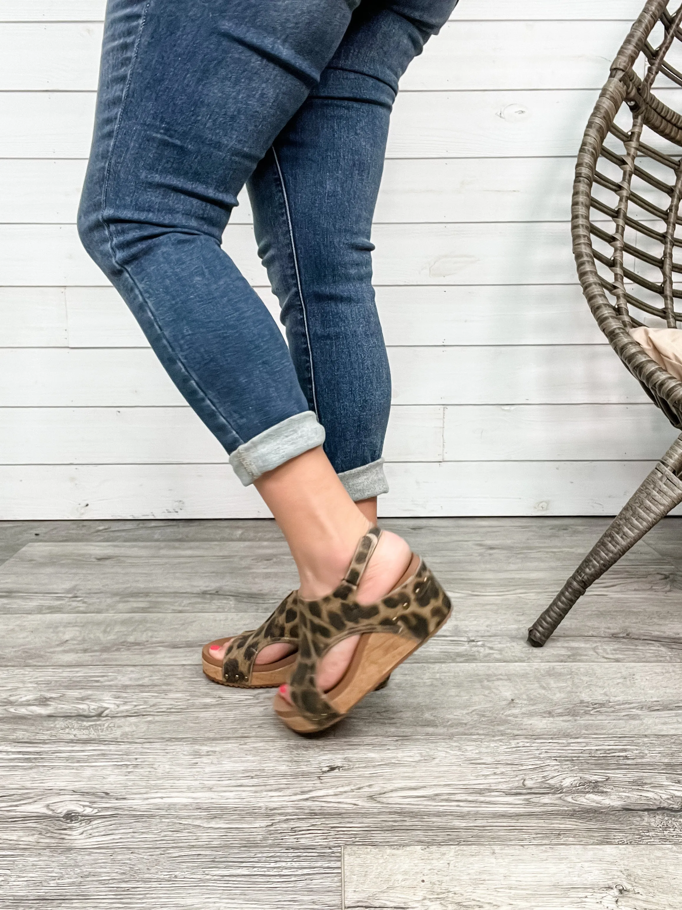 Corkys "Carley" Wedge Sandal (Washed Cognac Leopard)