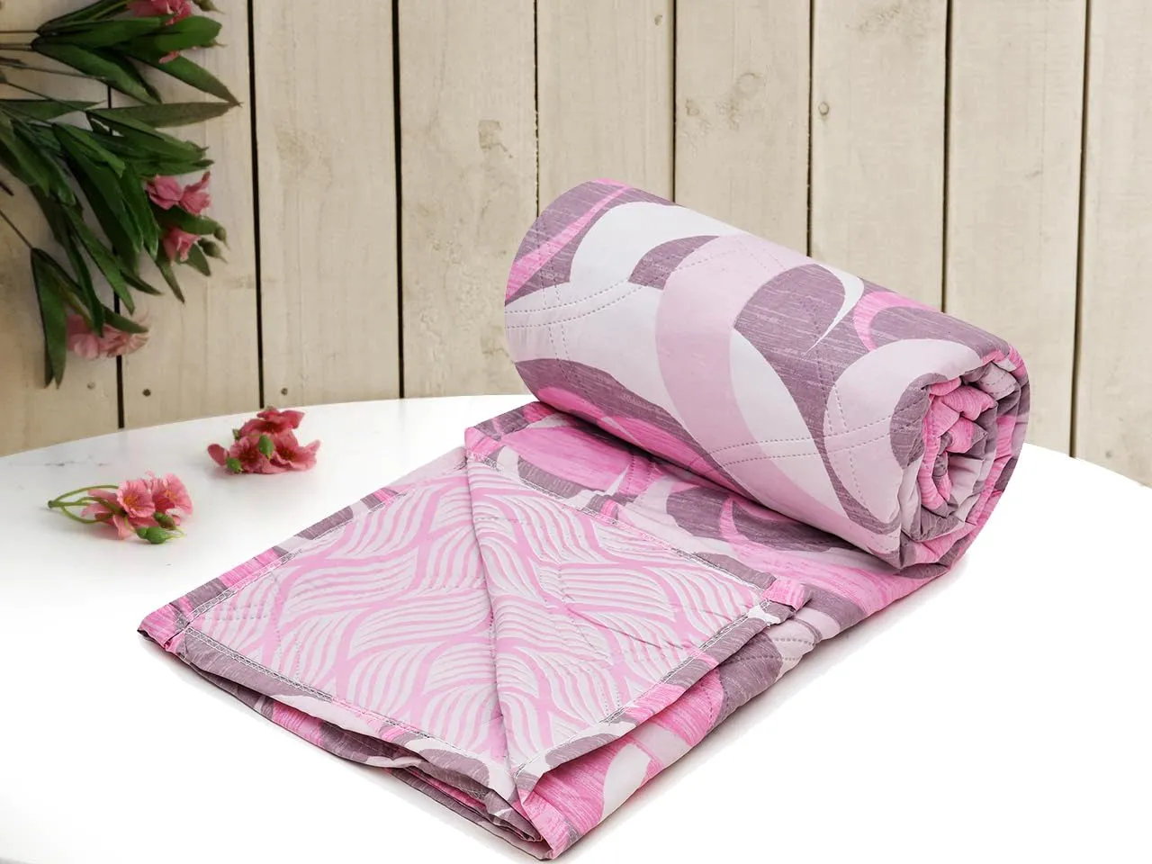 COZY FURNISH Super Soft Brushed Microfiber Cotton Double Bed Comforter 150 GSM 3 Layered Quilted Comforter Soft Lightweight Reversible Printed AC Blanket 78X90(Inches) Double Bed for All Season
