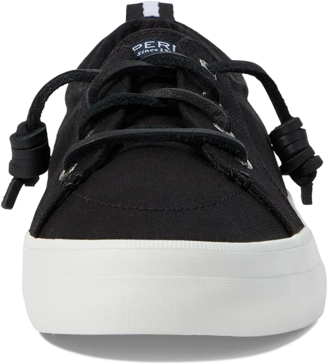 Crest Vibe Washed Linen Sperry Sneakers, black