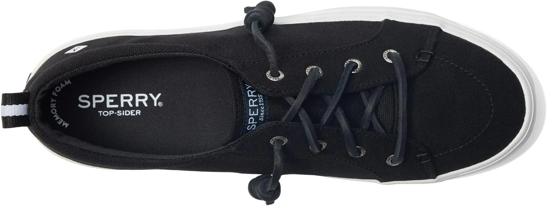 Crest Vibe Washed Linen Sperry Sneakers, black