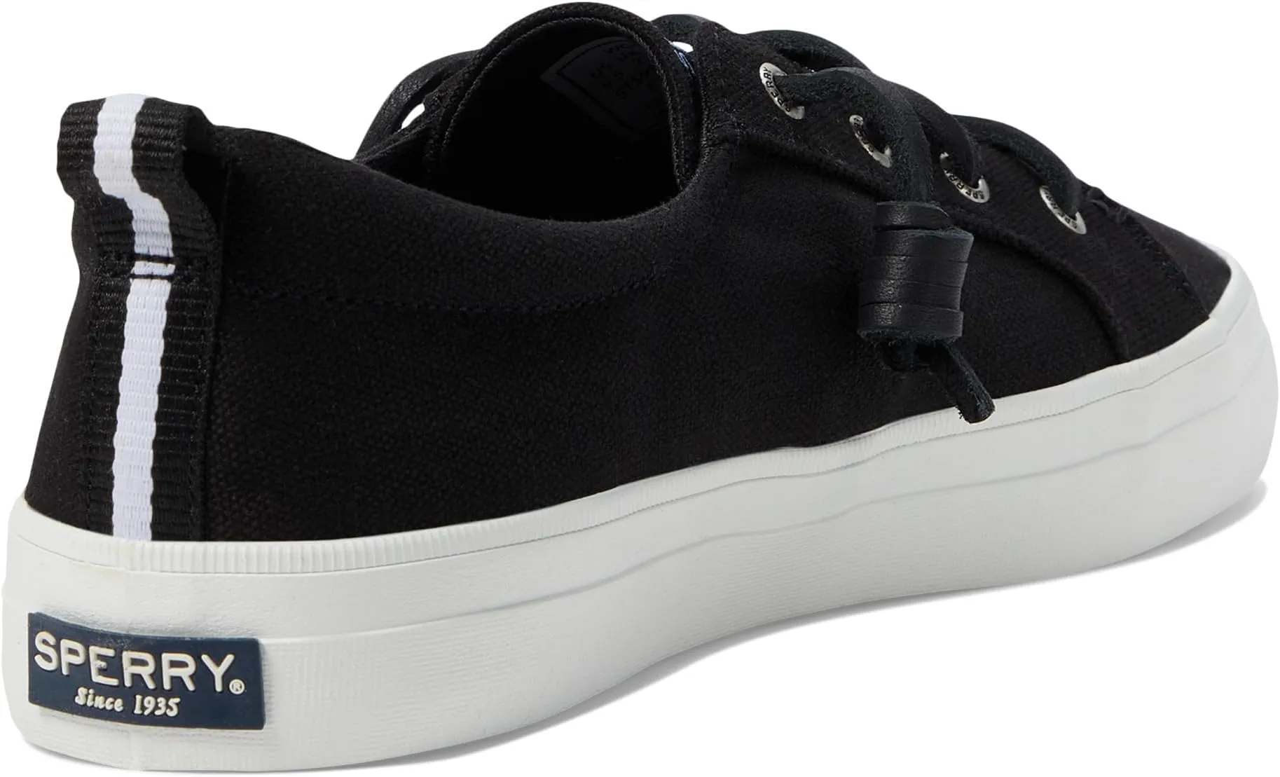 Crest Vibe Washed Linen Sperry Sneakers, black
