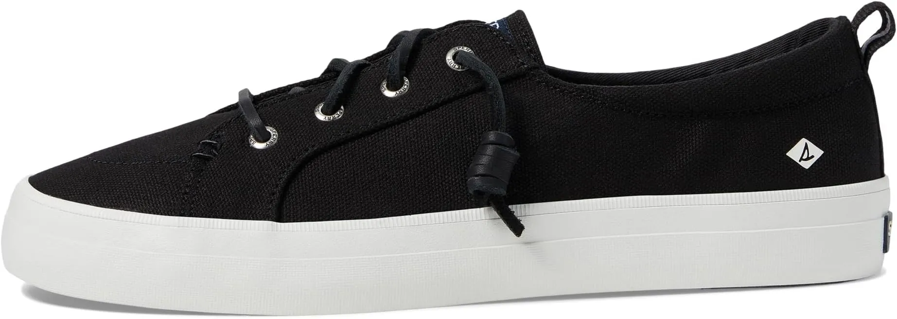 Crest Vibe Washed Linen Sperry Sneakers, black