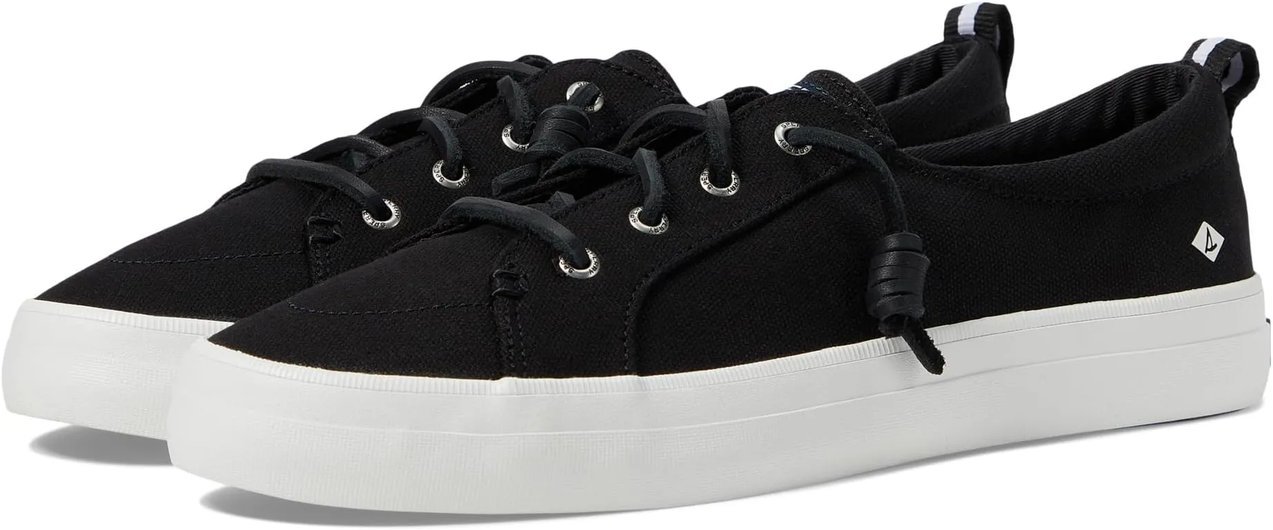 Crest Vibe Washed Linen Sperry Sneakers, black