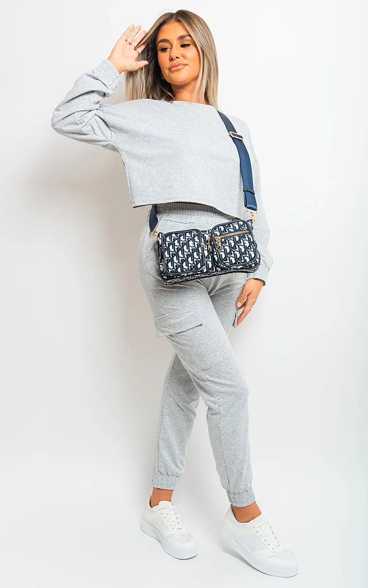 Cropped Long Sleeve Top And Cargo Joggers Co-ordinates