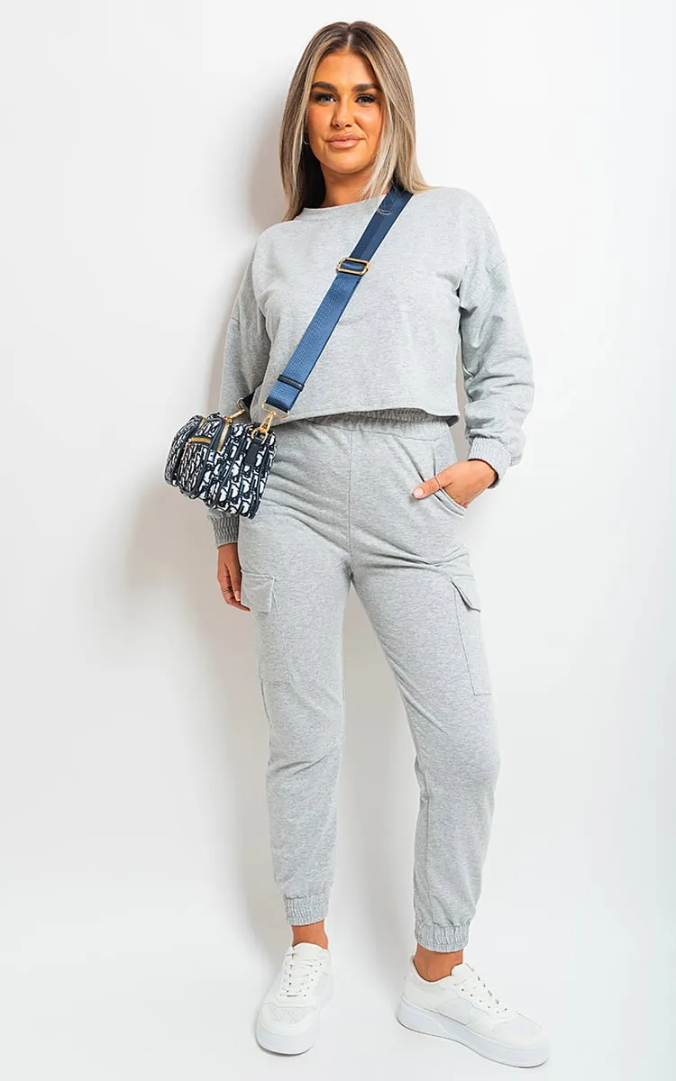 Cropped Long Sleeve Top And Cargo Joggers Co-ordinates