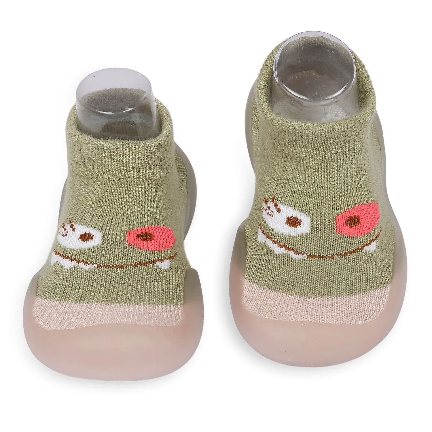 Cute Eye Anti-Skid Slip-On Rubber Sole Shoes - Olive Green