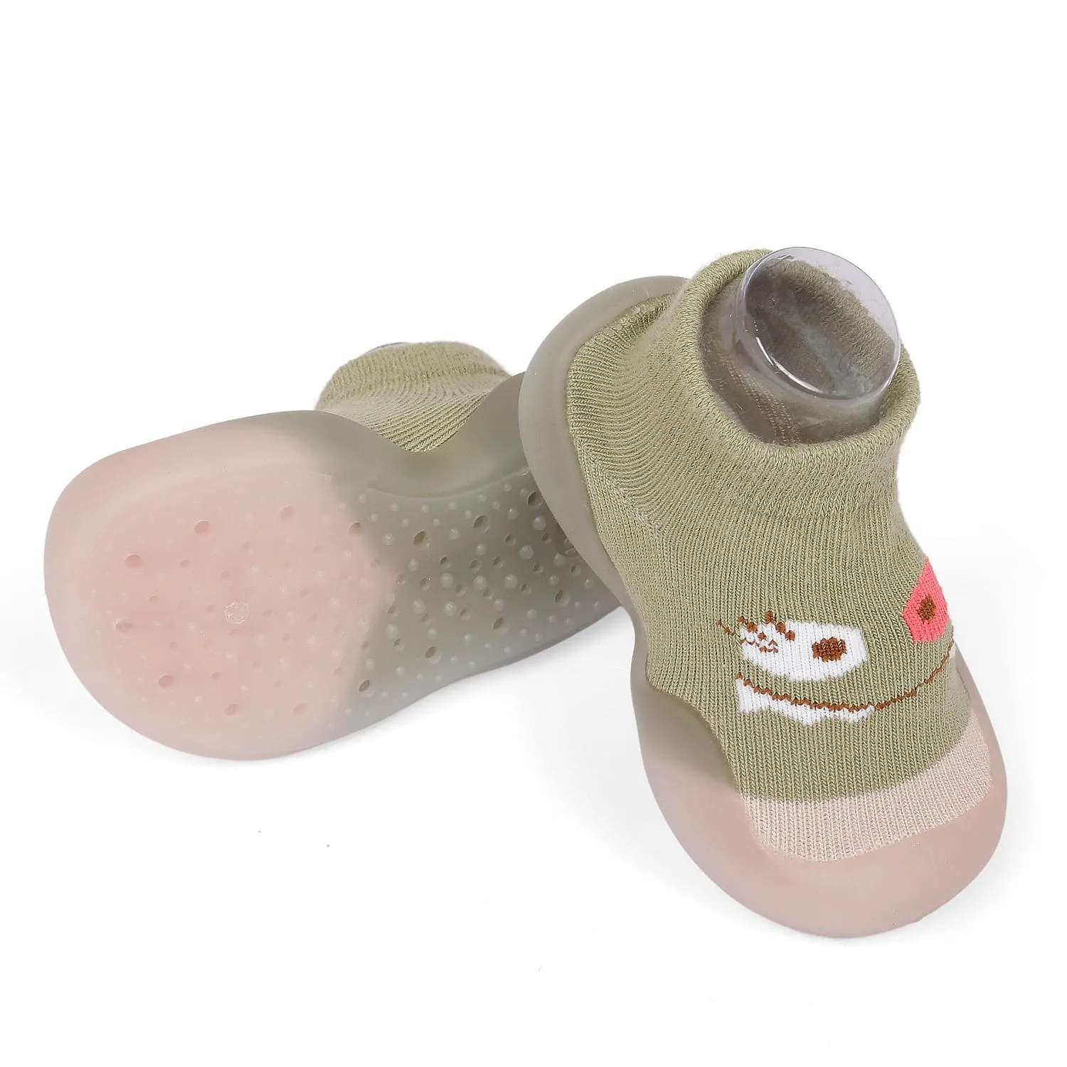 Cute Eye Anti-Skid Slip-On Rubber Sole Shoes - Olive Green
