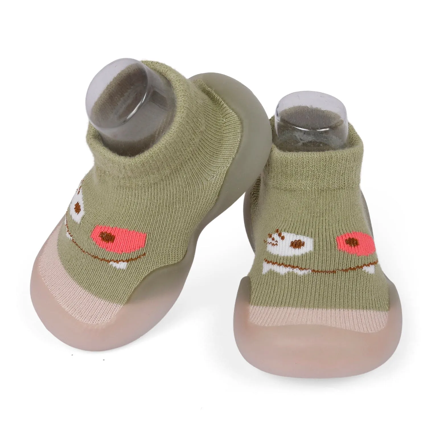 Cute Eye Anti-Skid Slip-On Rubber Sole Shoes - Olive Green