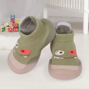 Cute Eye Anti-Skid Slip-On Rubber Sole Shoes - Olive Green