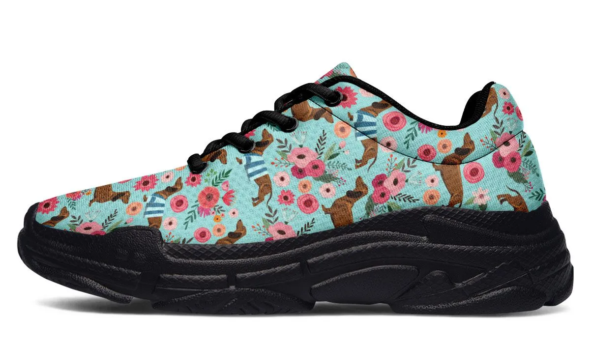 Dachshund Flower Chunky Sneakers
