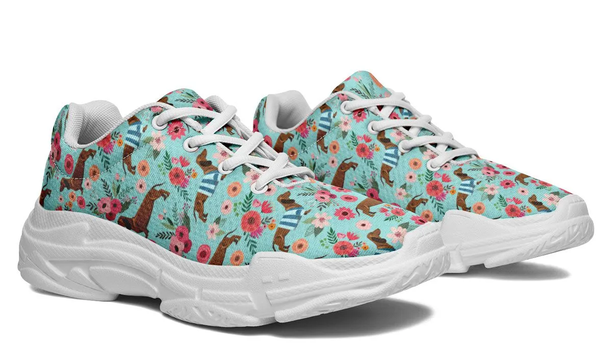 Dachshund Flower Chunky Sneakers