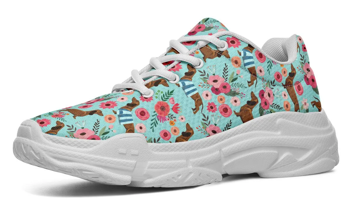 Dachshund Flower Chunky Sneakers
