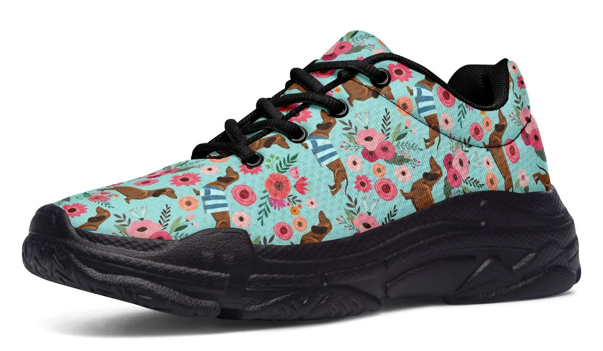 Dachshund Flower Chunky Sneakers