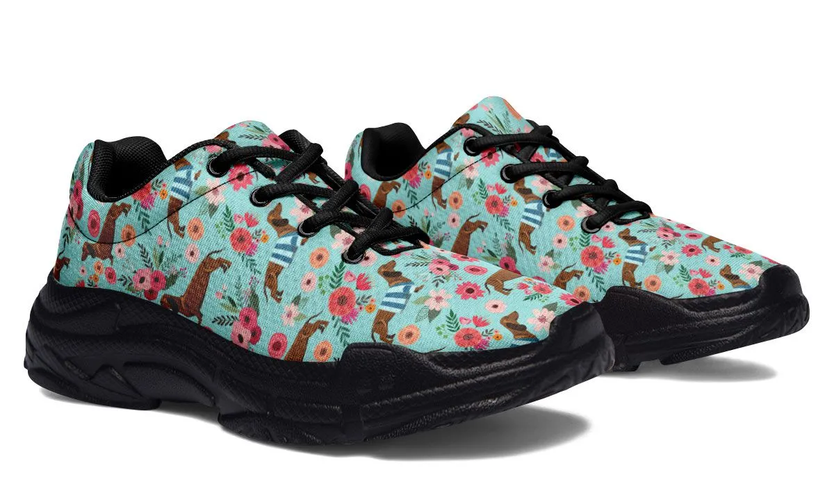 Dachshund Flower Chunky Sneakers