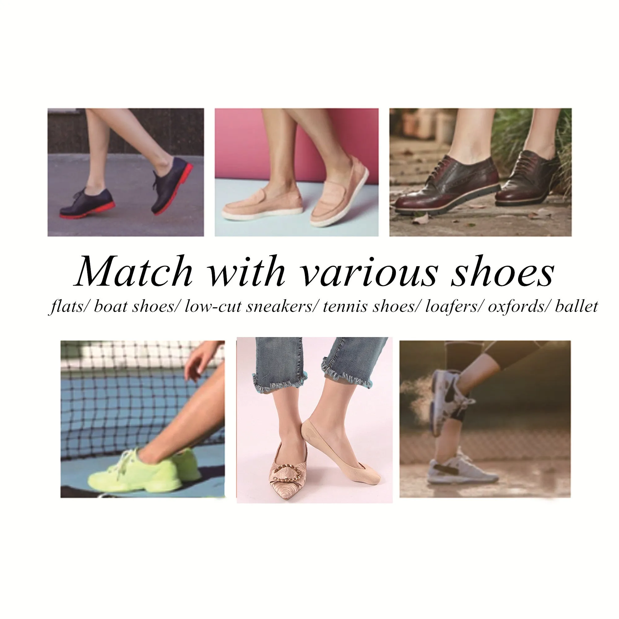 DEVUGGO 4 Pairs No show Socks Non Slip Invisible Hidden Socks for Women