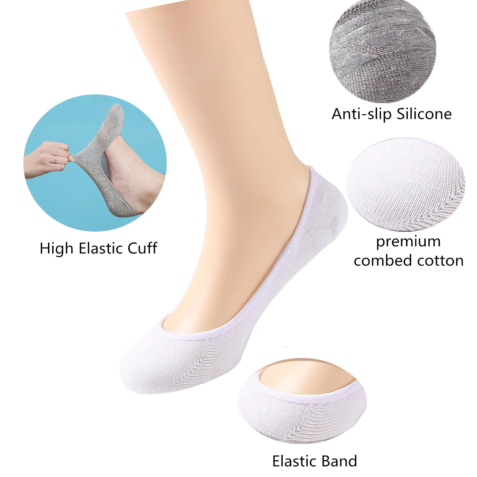 DEVUGGO 4 Pairs No show Socks Non Slip Invisible Hidden Socks for Women