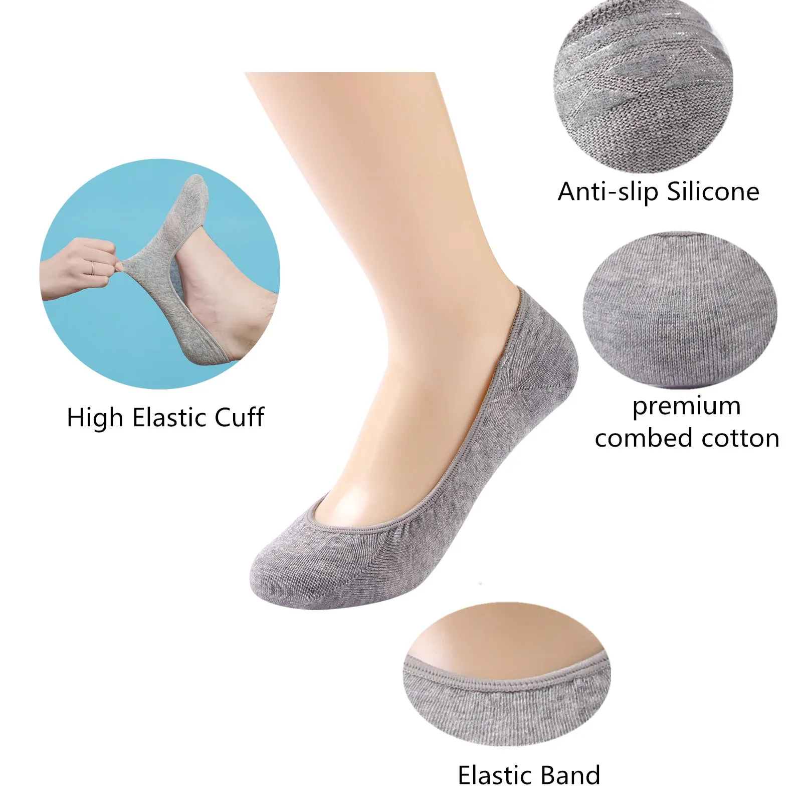 DEVUGGO 4 Pairs No show Socks Non Slip Invisible Hidden Socks for Women