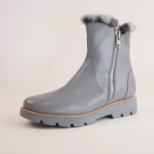 Dlinga Denim/ Denim Leopard Fur Leather Boots