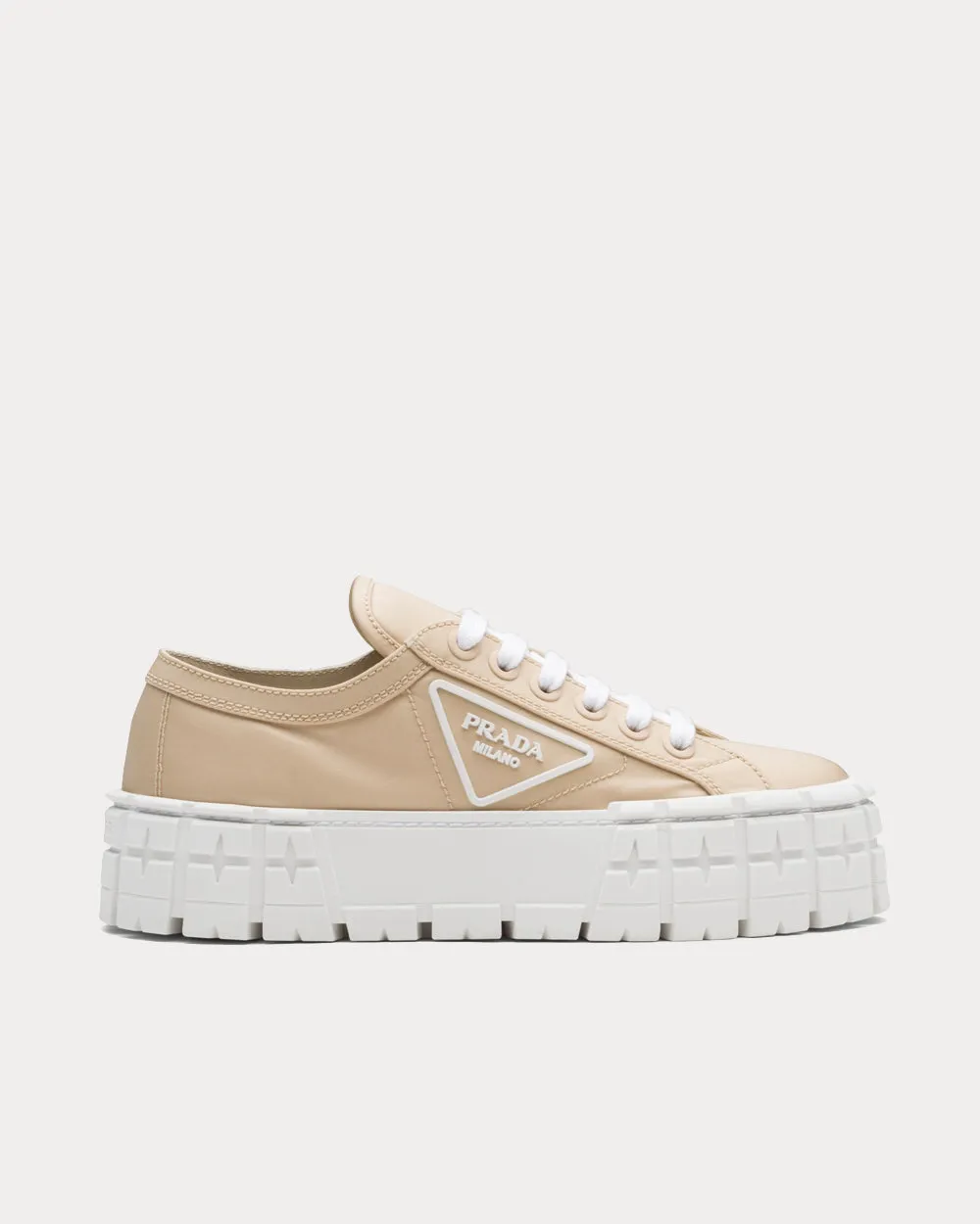 Double Wheel Nylon Gabardine Desert Beige Low Top Sneakers