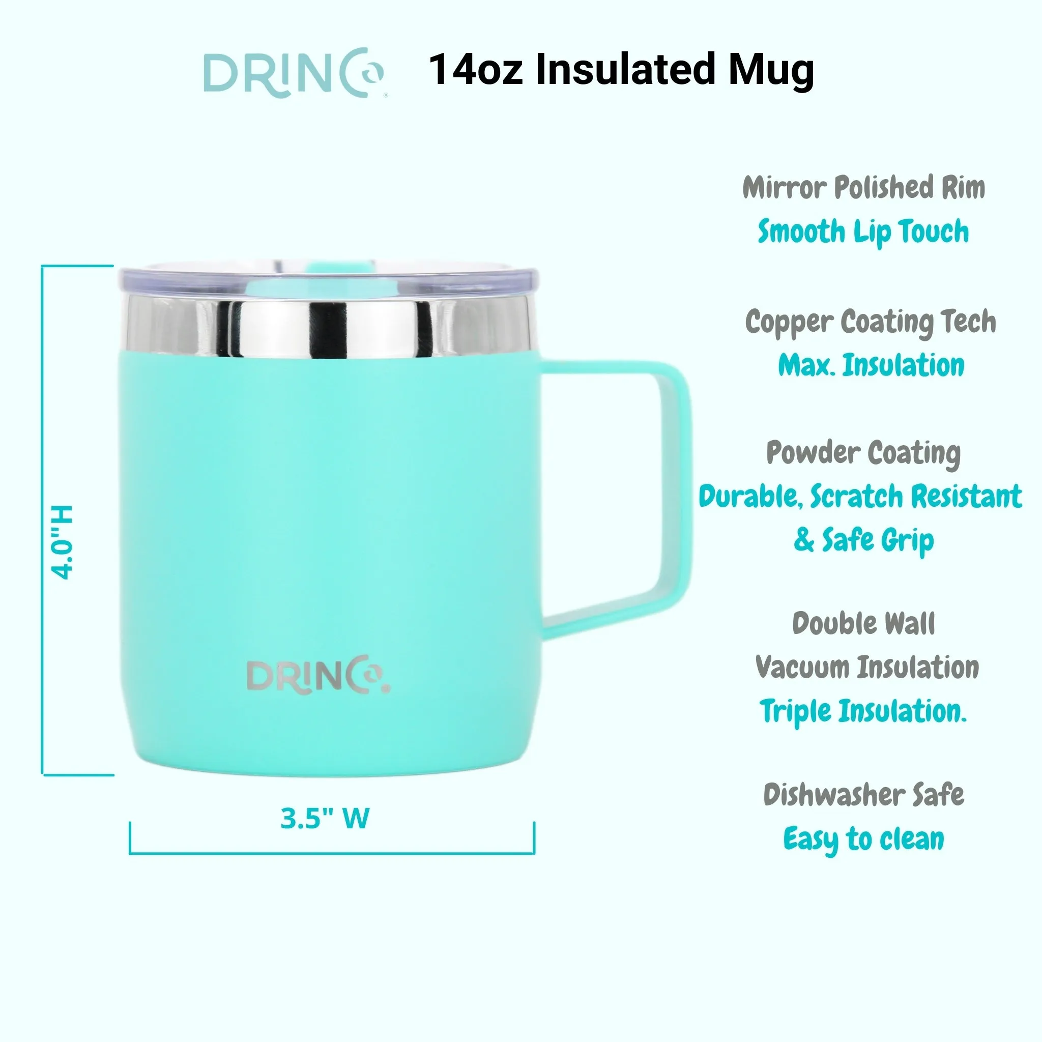 DRINCO® 14 oz Trekking Coffee Mug - Teal