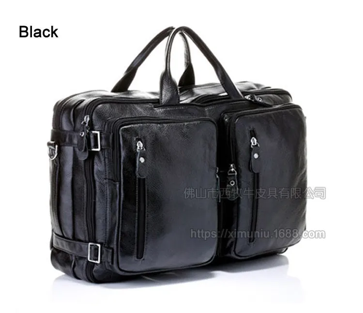 DUNNMALL European and American Fashion New Style Men's Leather Backpack Men's Backpack First Layer Cowhide Multi-Functional Portable Shoulder Crossbody