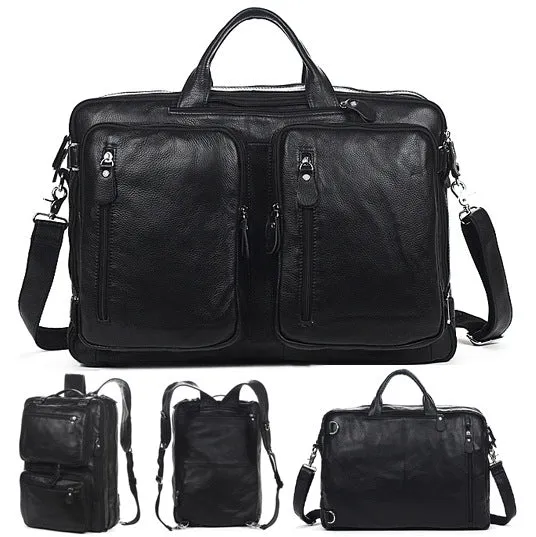 DUNNMALL European and American Fashion New Style Men's Leather Backpack Men's Backpack First Layer Cowhide Multi-Functional Portable Shoulder Crossbody