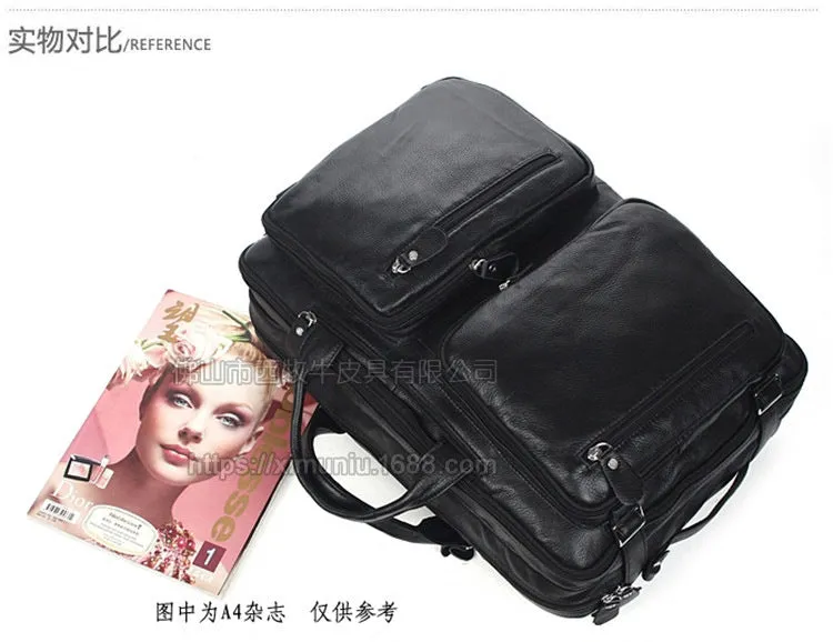 DUNNMALL European and American Fashion New Style Men's Leather Backpack Men's Backpack First Layer Cowhide Multi-Functional Portable Shoulder Crossbody