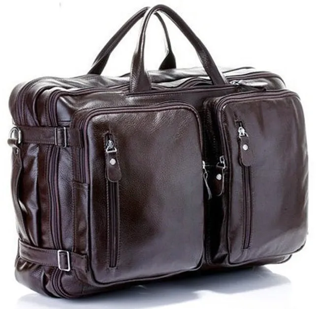DUNNMALL European and American Fashion New Style Men's Leather Backpack Men's Backpack First Layer Cowhide Multi-Functional Portable Shoulder Crossbody