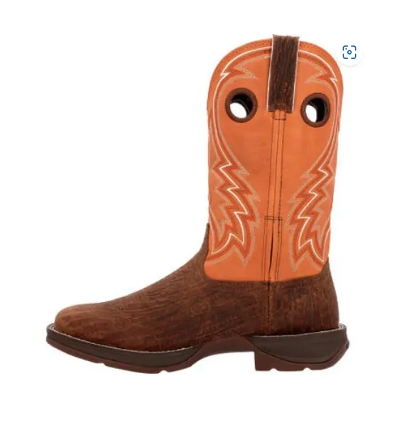 DURANGO MENS REBEL CEDAR BARK AND MONARCH ORANGE WESTERN BOOT STYLE DDB0392