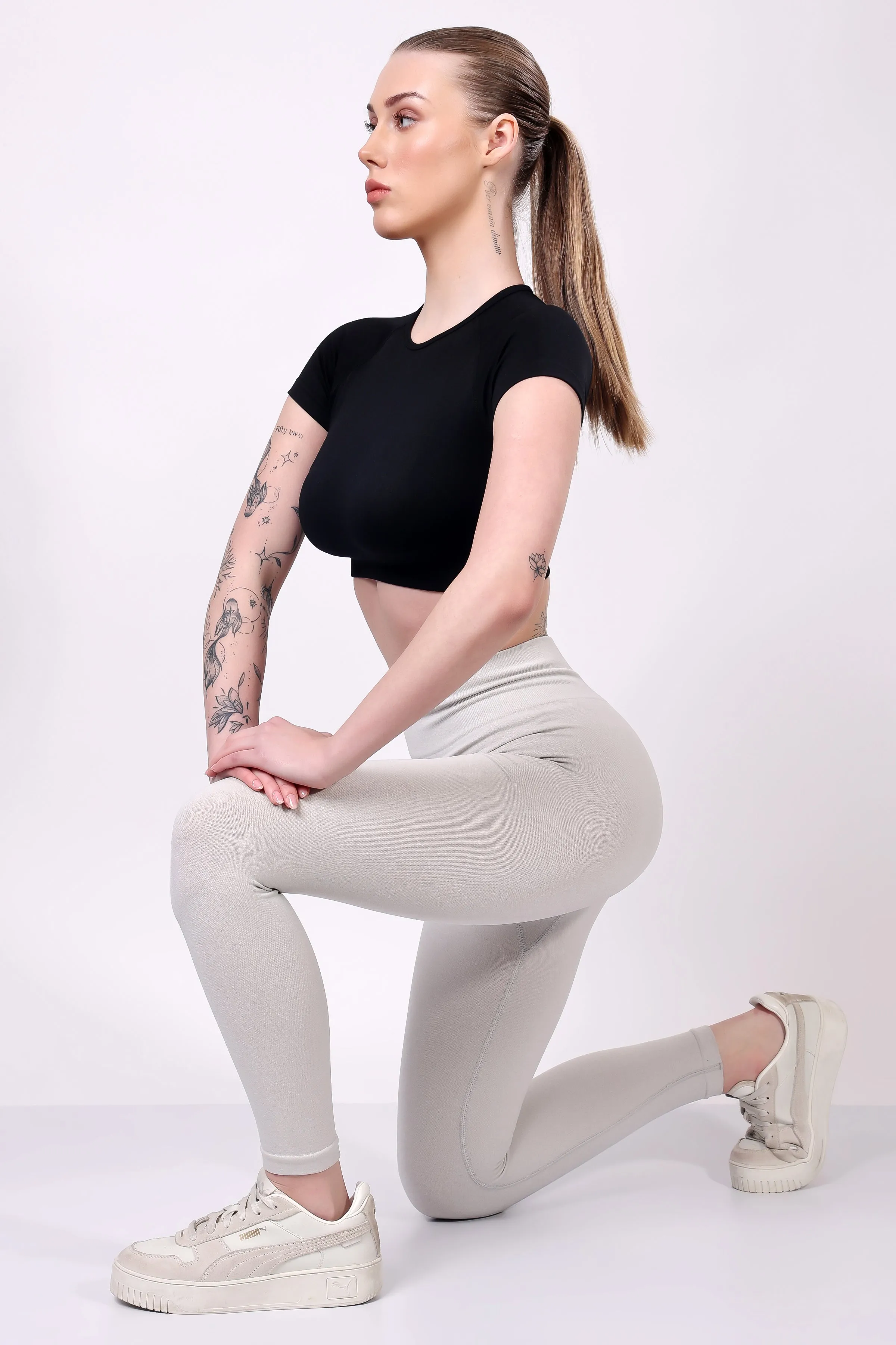 Eclipse Ribbed Sculpt Leggings - Light Grey