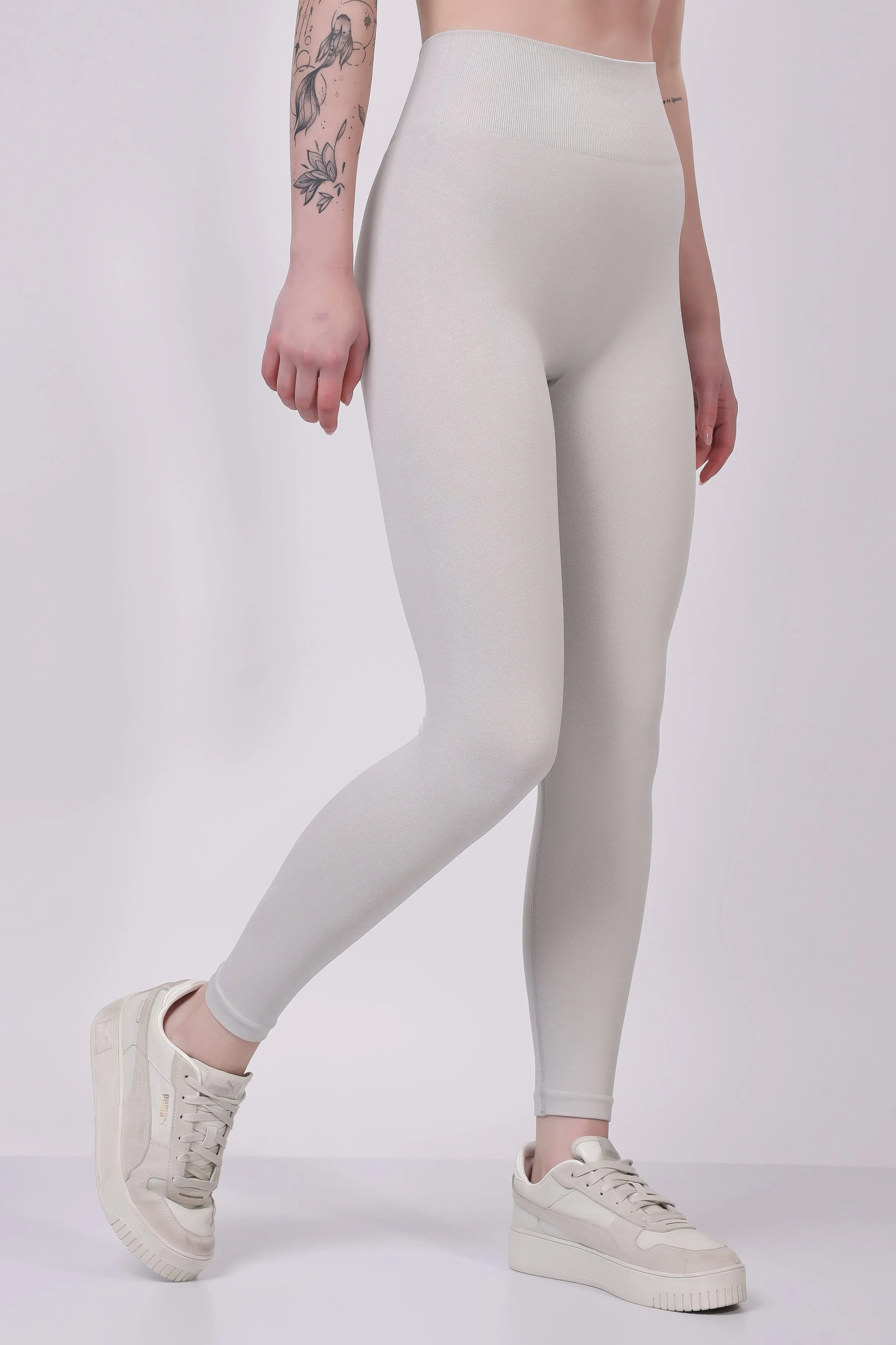 Eclipse Ribbed Sculpt Leggings - Light Grey