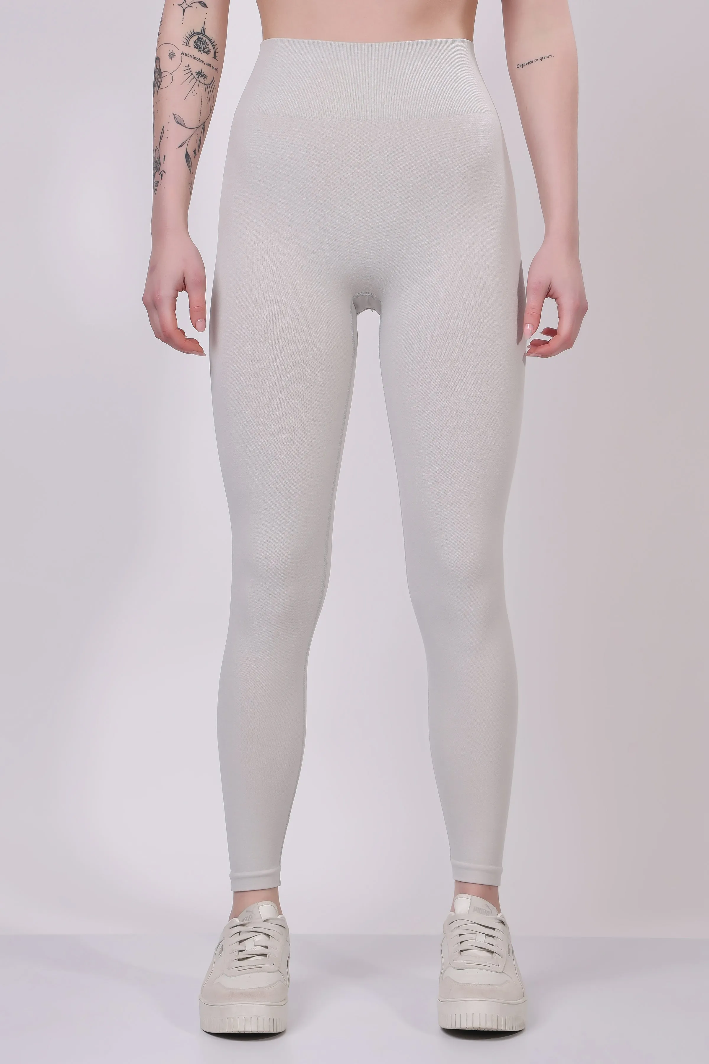 Eclipse Ribbed Sculpt Leggings - Light Grey