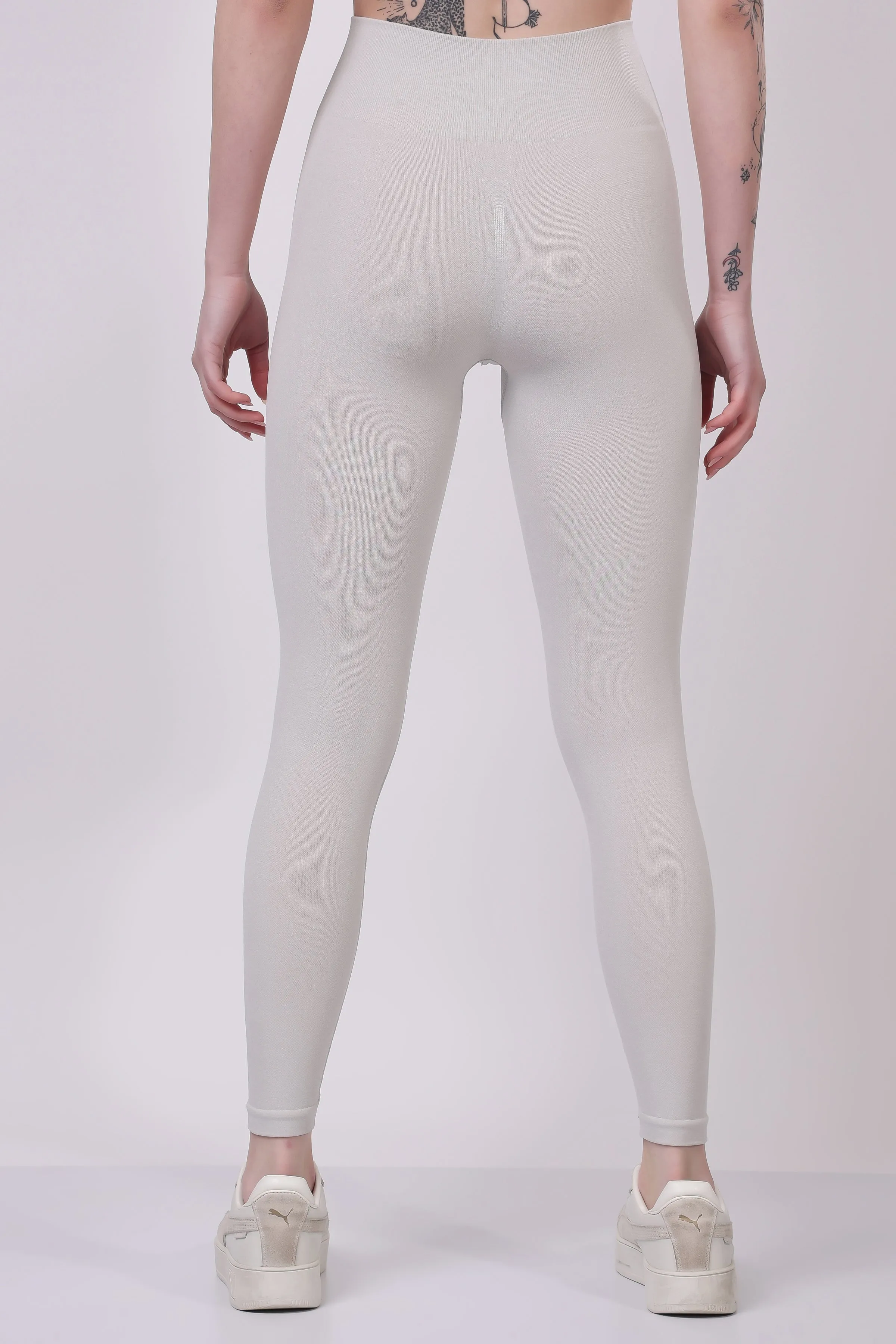 Eclipse Ribbed Sculpt Leggings - Light Grey