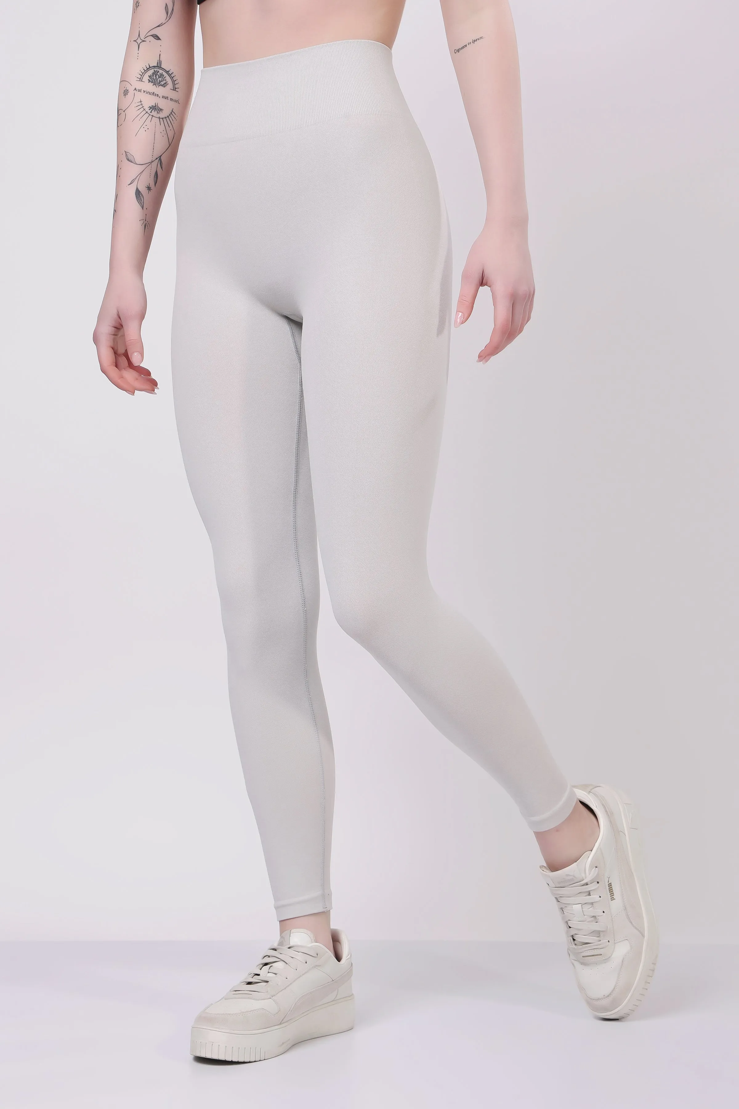 Eclipse Ribbed Sculpt Leggings - Light Grey