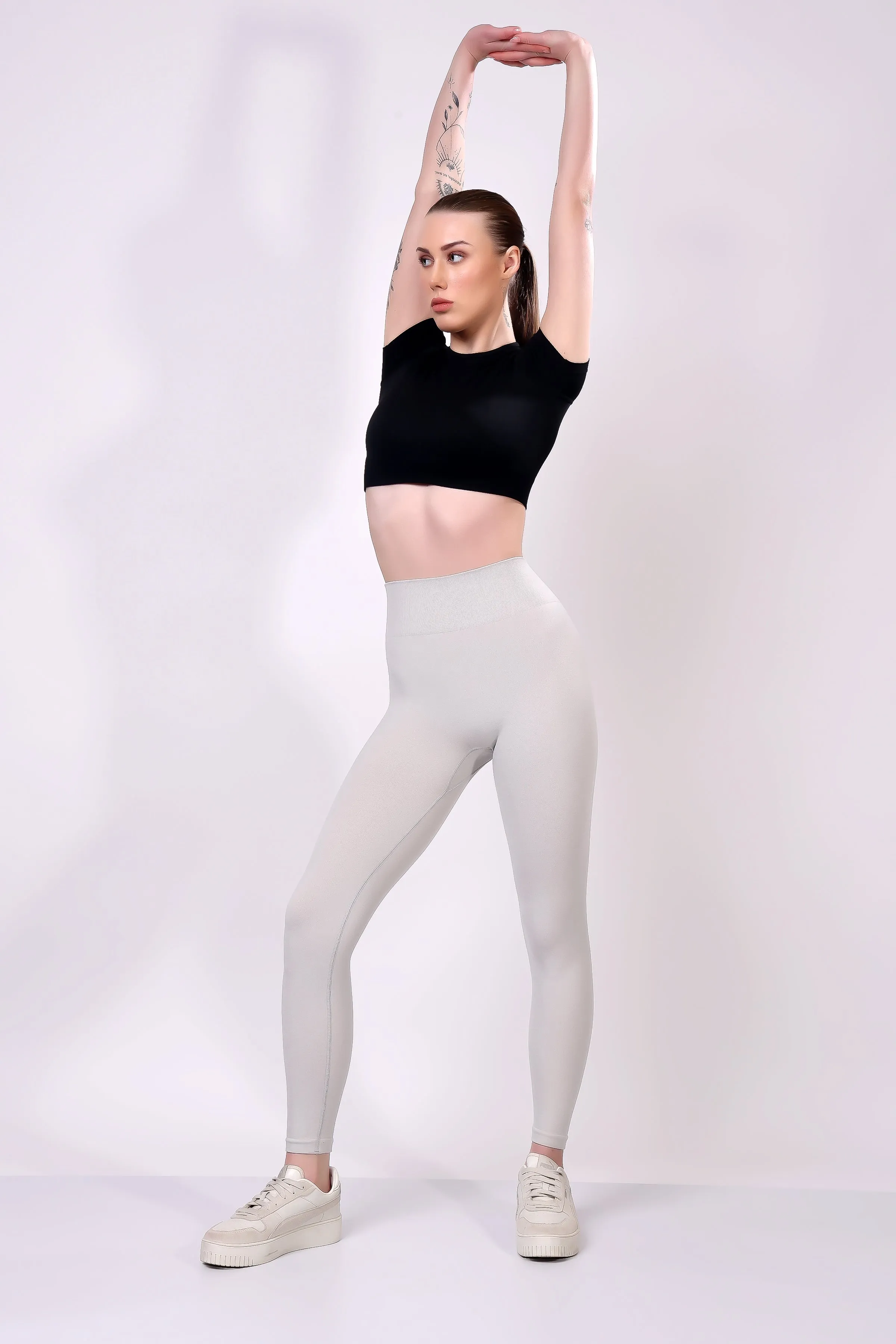 Eclipse Ribbed Sculpt Leggings - Light Grey