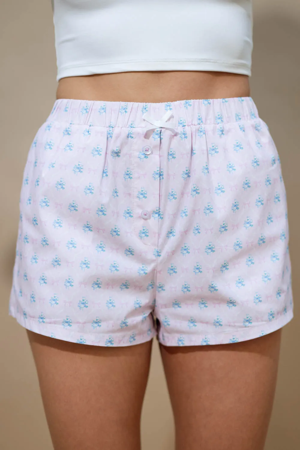 Eden Bow Cotton Shorts - Pink
