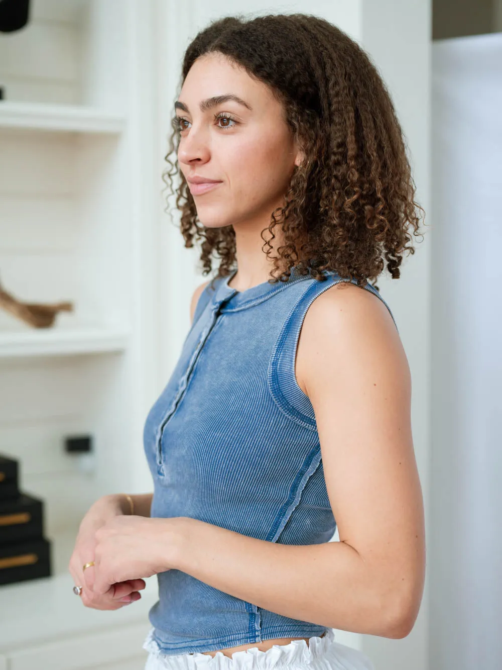 Finley Washed Tank Top - Blue