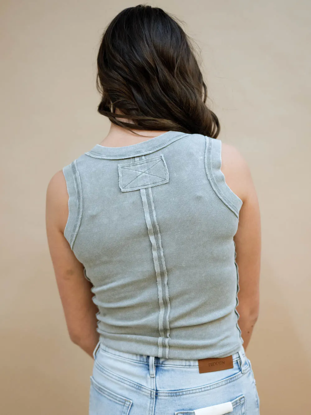 Finley Washed Tank Top - Gray