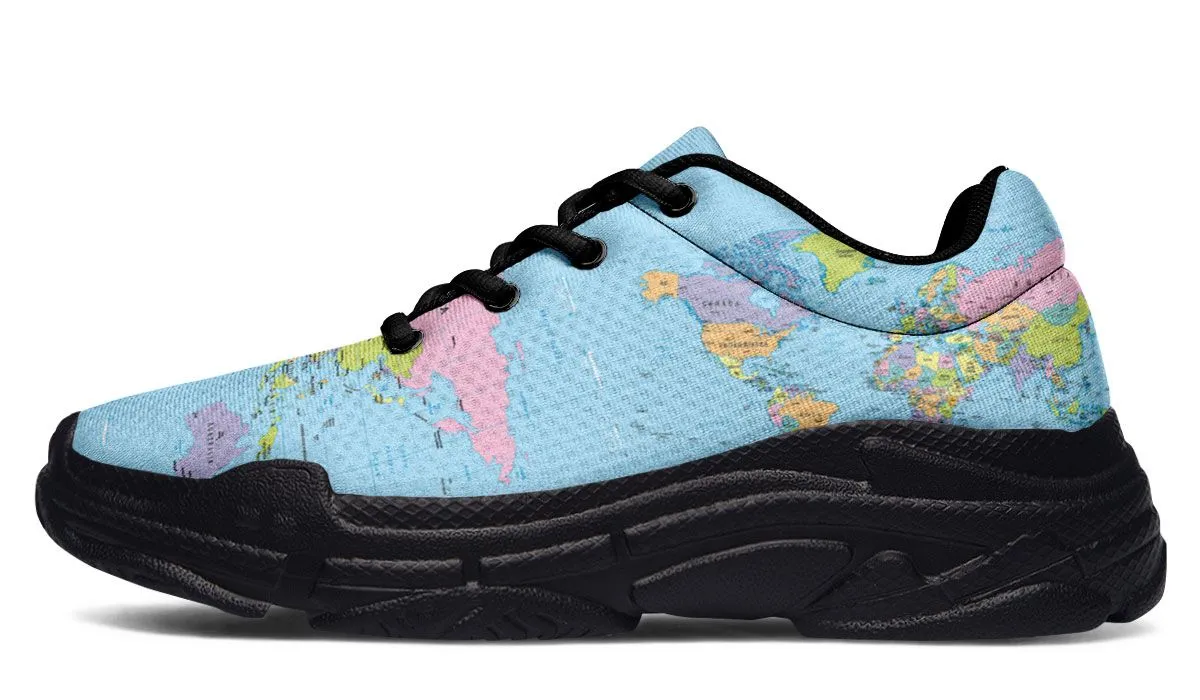 Geography Globe Chunky Sneakers