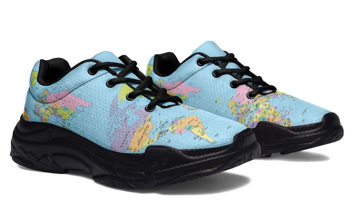 Geography Globe Chunky Sneakers